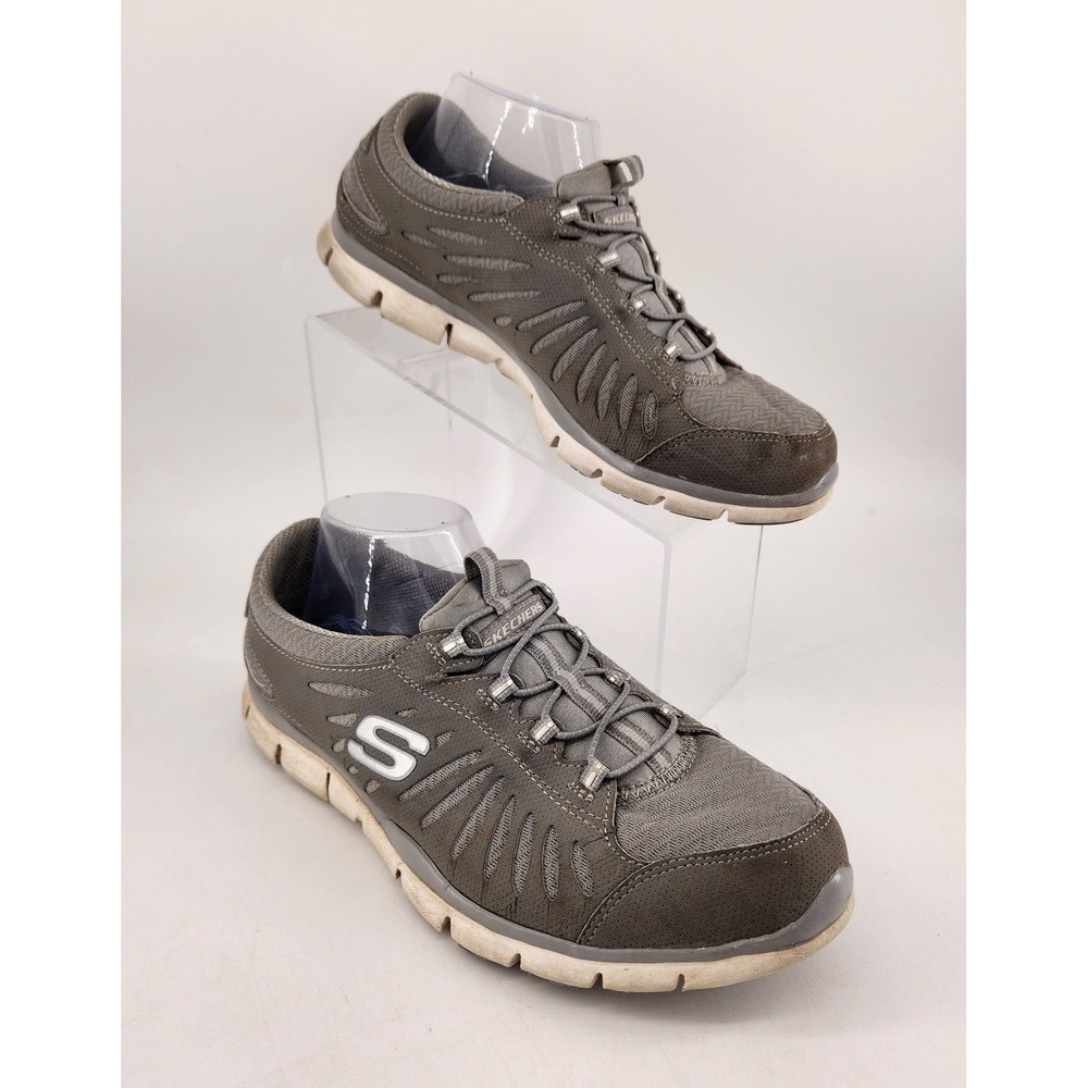 Skechers Gratis In motion Walking Sneaker Size 10 Gray Bungee Memory Foam 22756W